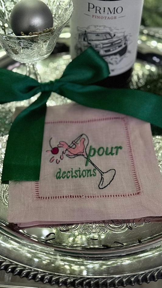 Pour Decisions Pink Cocktail Napkins - Set of 4