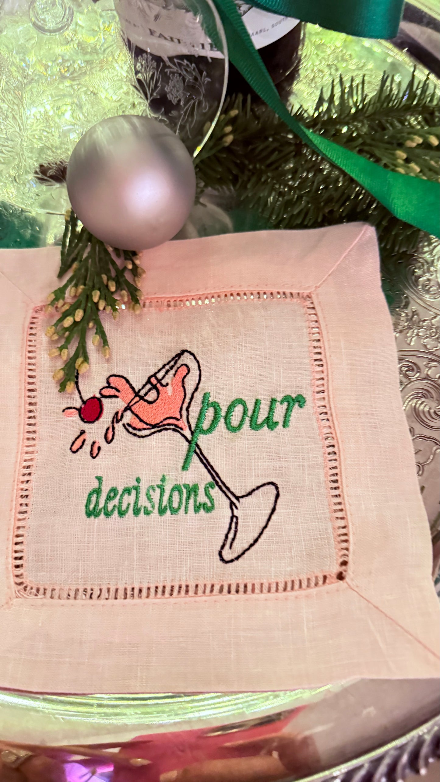 Pour Decisions Pink Cocktail Napkins - Set of 4